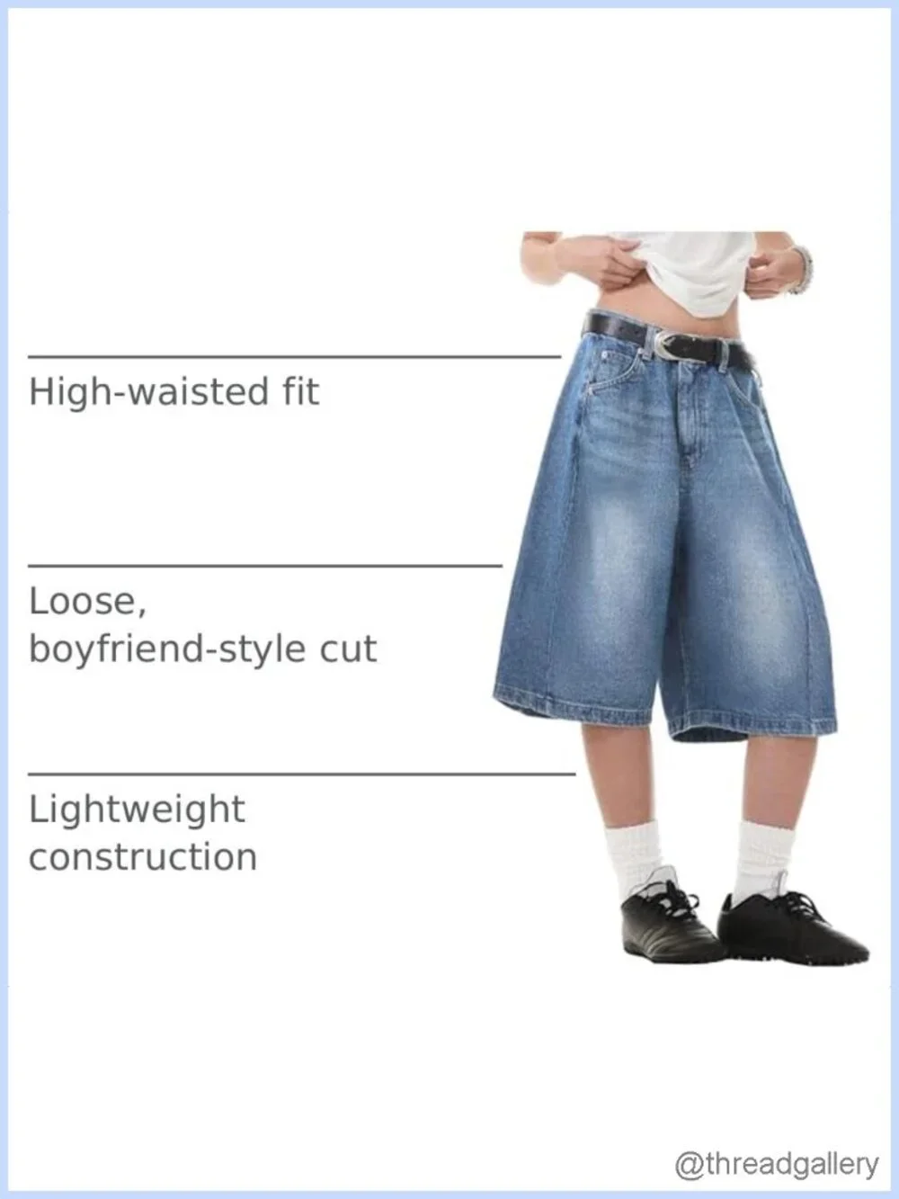 Y2K Baggy Wide Leg Bermuda Jean Shorts High Waisted Jorts